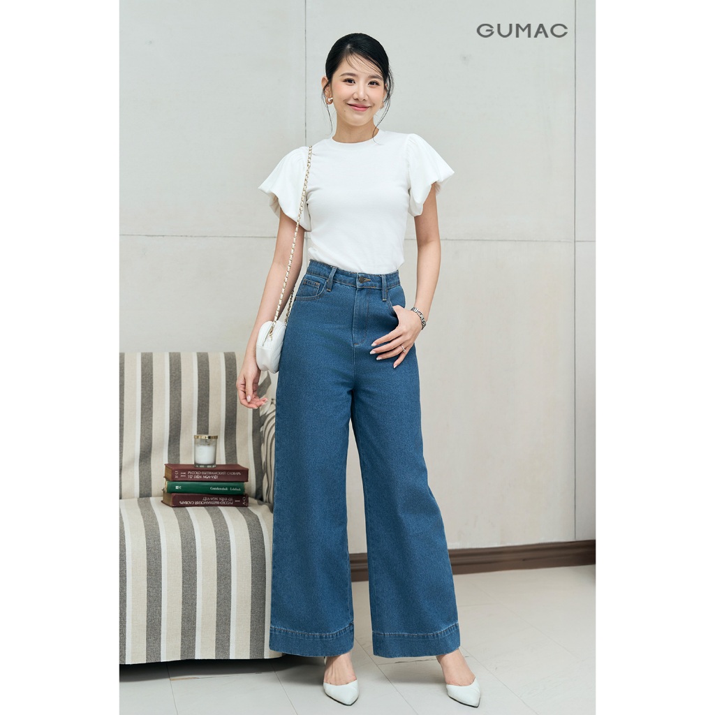 Áo Thun Tay Phồng Nữ GUMAC Áo Phông Kiểu Form Ôm Tay Bí Phồng Chất Thun Ríp Cao Cấp Mềm Mịn LATF1105