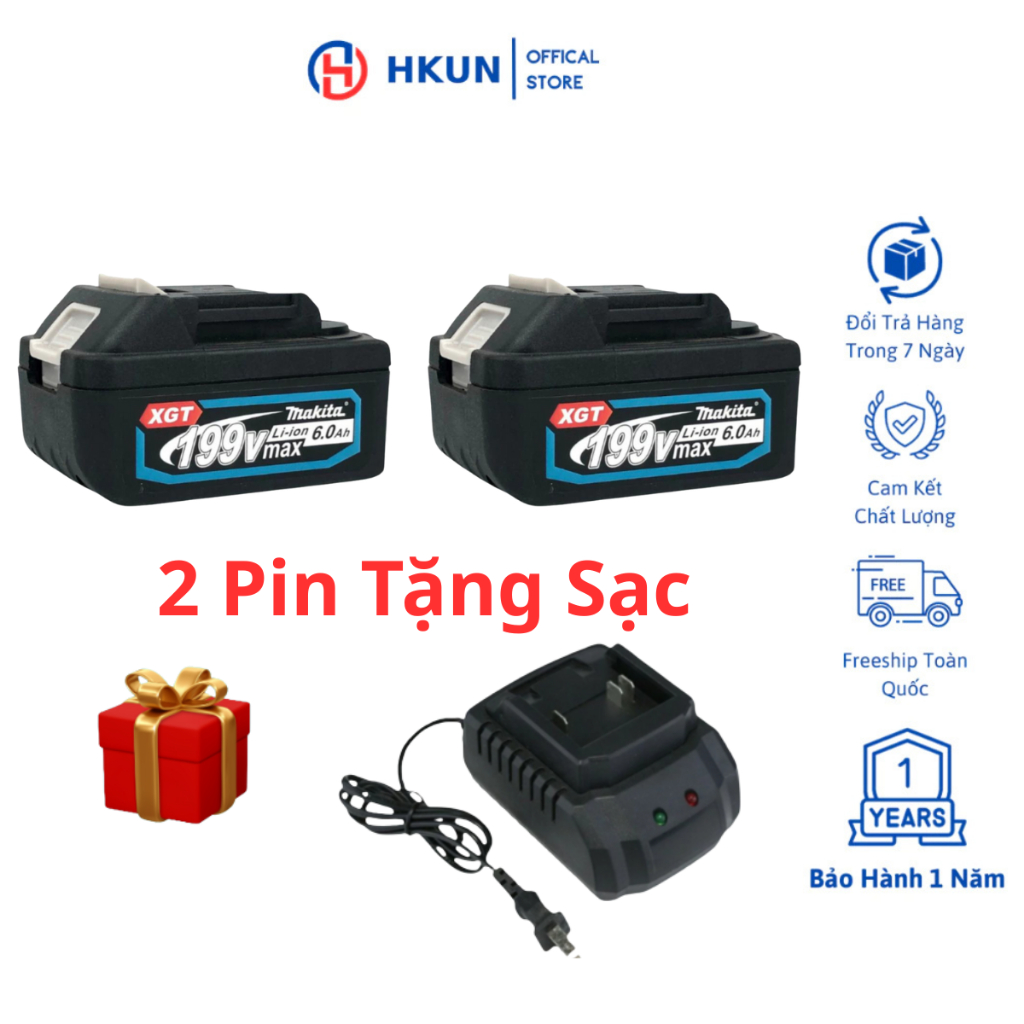 Combo 2 Pin 10cell Tặng Sạc  Chân Pin Phổ Thông M21 Dùng Cho Máy Khoan - Máy Bắn Bulong