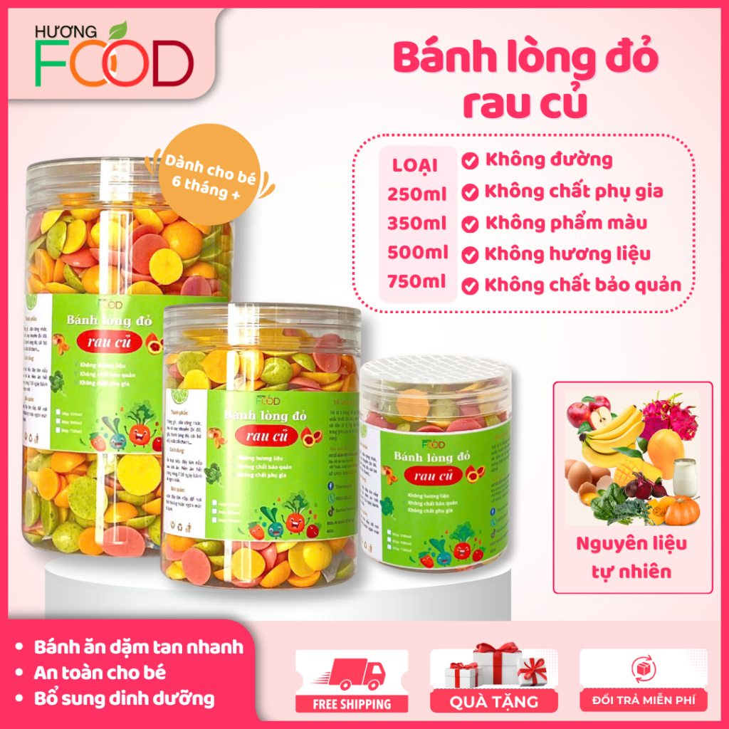 Bánh lòng đỏ trứng rau củ cho bé ăn dặm 6M+, bánh ăn dặm thơm ngon bổ sung dinh dưỡng | HƯƠNG FOOD