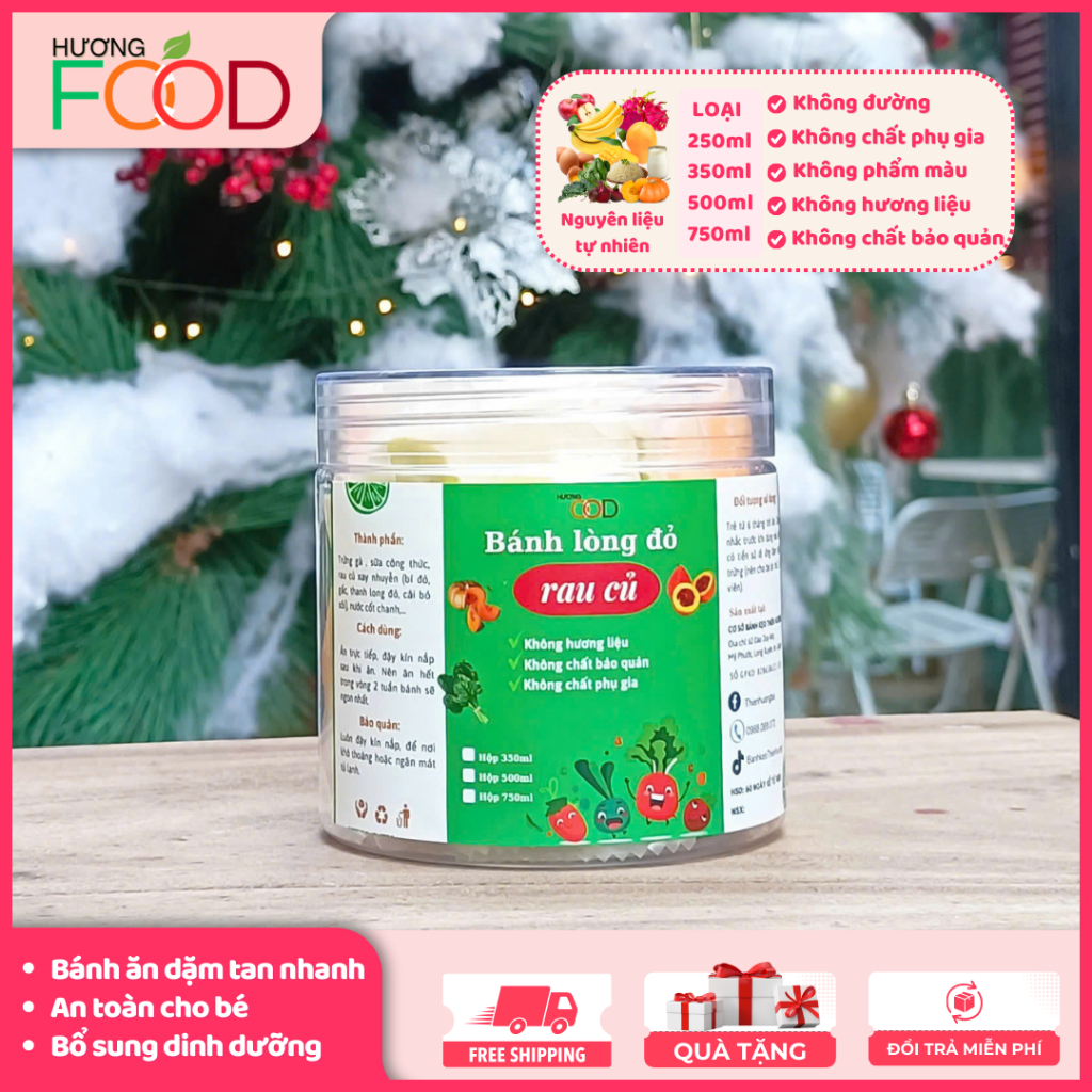 Bánh lòng đỏ trứng rau củ cho bé ăn dặm 6M+, bánh ăn dặm thơm ngon bổ sung dinh dưỡng | HƯƠNG FOOD