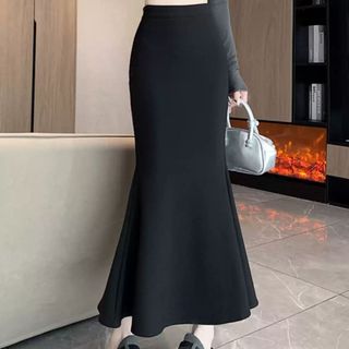 Chân váy dài thun tăm lưng cao dáng suông màu đen nâu thanh lịch dễ phối đồ VANISA CV065