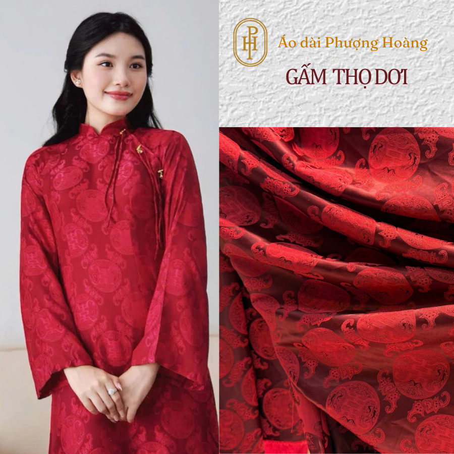 [HOT TREND] Vải May Áo Dài TẾT Gấm Thọ Dơi Cao Cấp [ Vải PH] chất liệu mềm rũ, mịn, sang trọng VT04