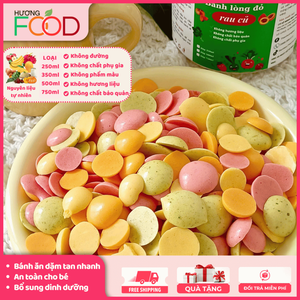 Bánh lòng đỏ trứng rau củ cho bé ăn dặm 6M+, bánh ăn dặm thơm ngon bổ sung dinh dưỡng | HƯƠNG FOOD