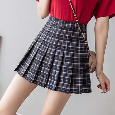 Váy nữ ngắn Hàn Quốc họa tiết caro váy bóng chày váy cheerleader viền lót chống hớ hênh