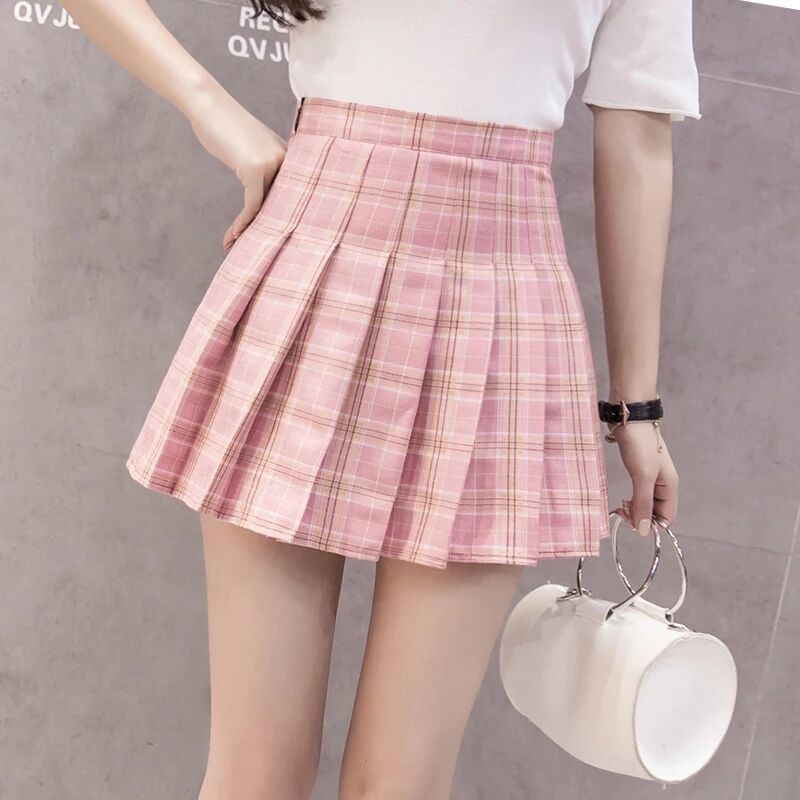 Váy nữ ngắn Hàn Quốc họa tiết caro váy bóng chày váy cheerleader viền lót chống hớ hênh