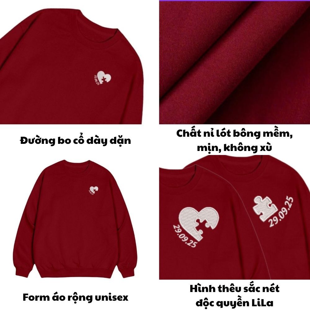 [Hoả tốc] Áo sweater Puzzle thêu mảnh ghép kỷ niệm theo yêu cầu - áo nỉ bông nam nữ form rộng unisex