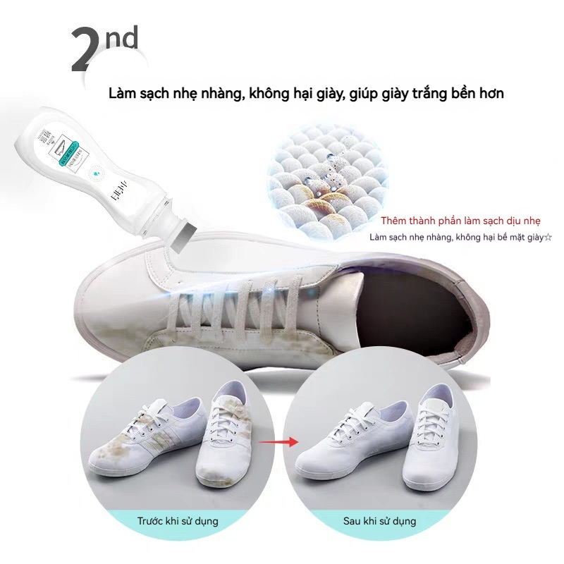Nước Vệ Sinh Giày Trắng 100g Tẩy Trắng Nhanh Làm Sạch Vết Bẩn Khử Mùi Hiệu Quả Không Cần Giặt