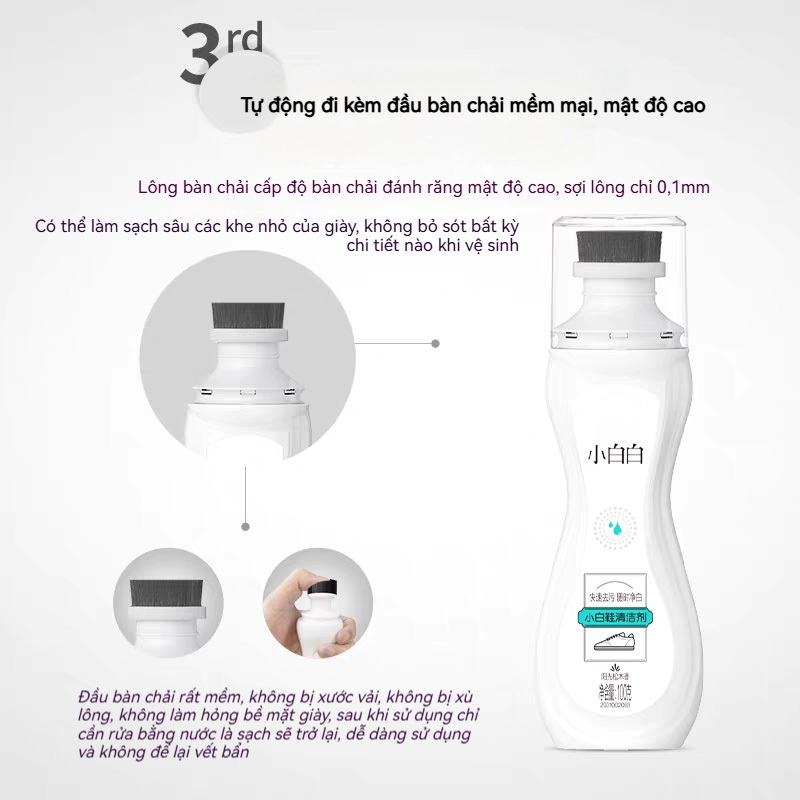 Nước Vệ Sinh Giày Trắng 100g Tẩy Trắng Nhanh Làm Sạch Vết Bẩn Khử Mùi Hiệu Quả Không Cần Giặt