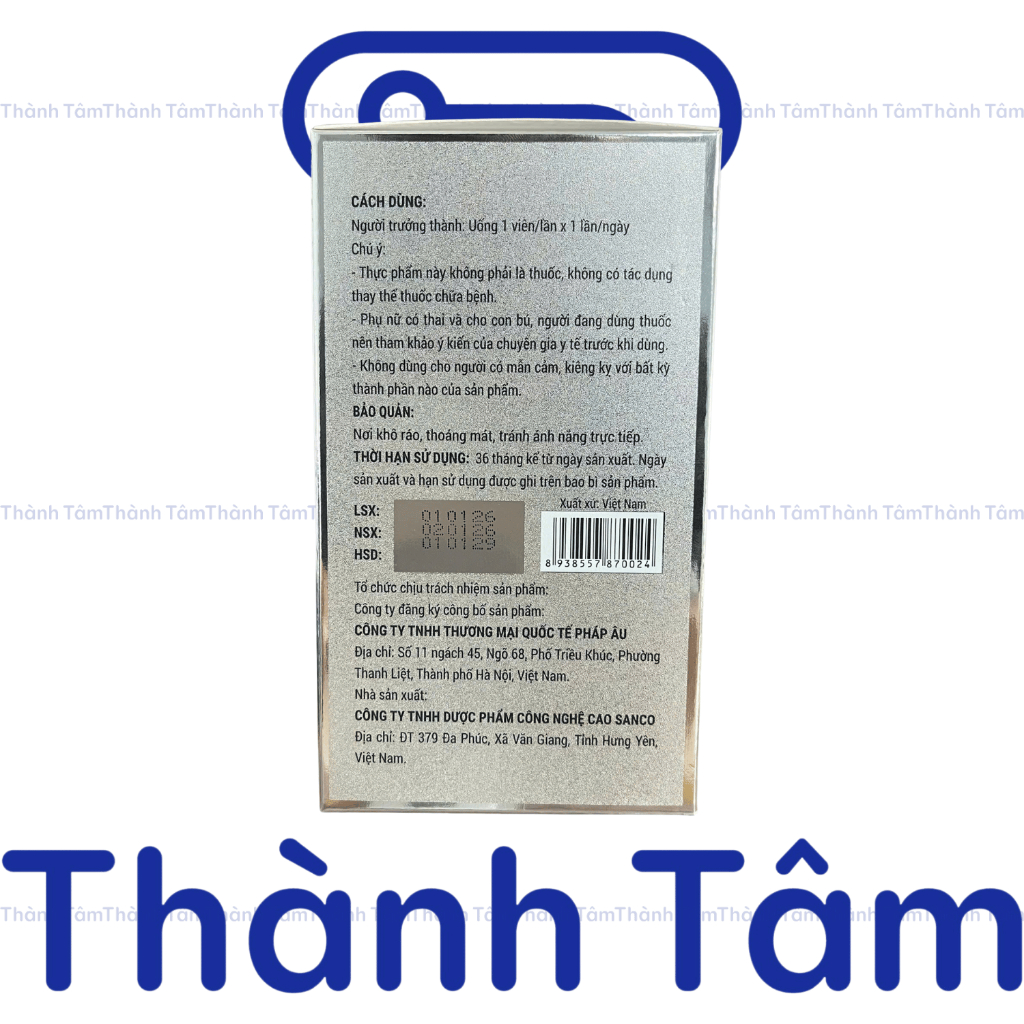 Viên mọc tóc L - Cystine 500+ giảm rụng tóc, bổ sung dưỡng chất giúp da giảm nám, tàn nhang - Hộp 60 viên
