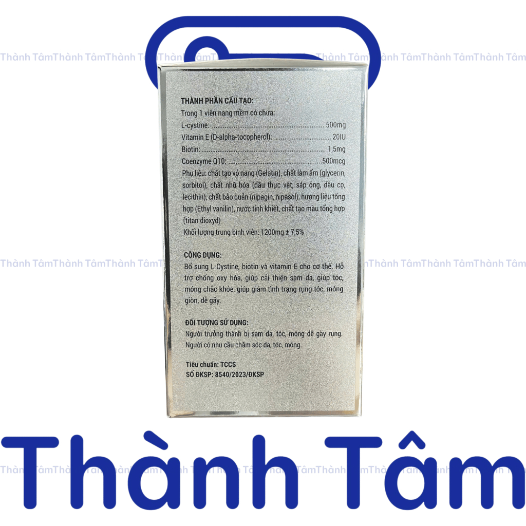 Viên mọc tóc L - Cystine 500+ giảm rụng tóc, bổ sung dưỡng chất giúp da giảm nám, tàn nhang - Hộp 60 viên