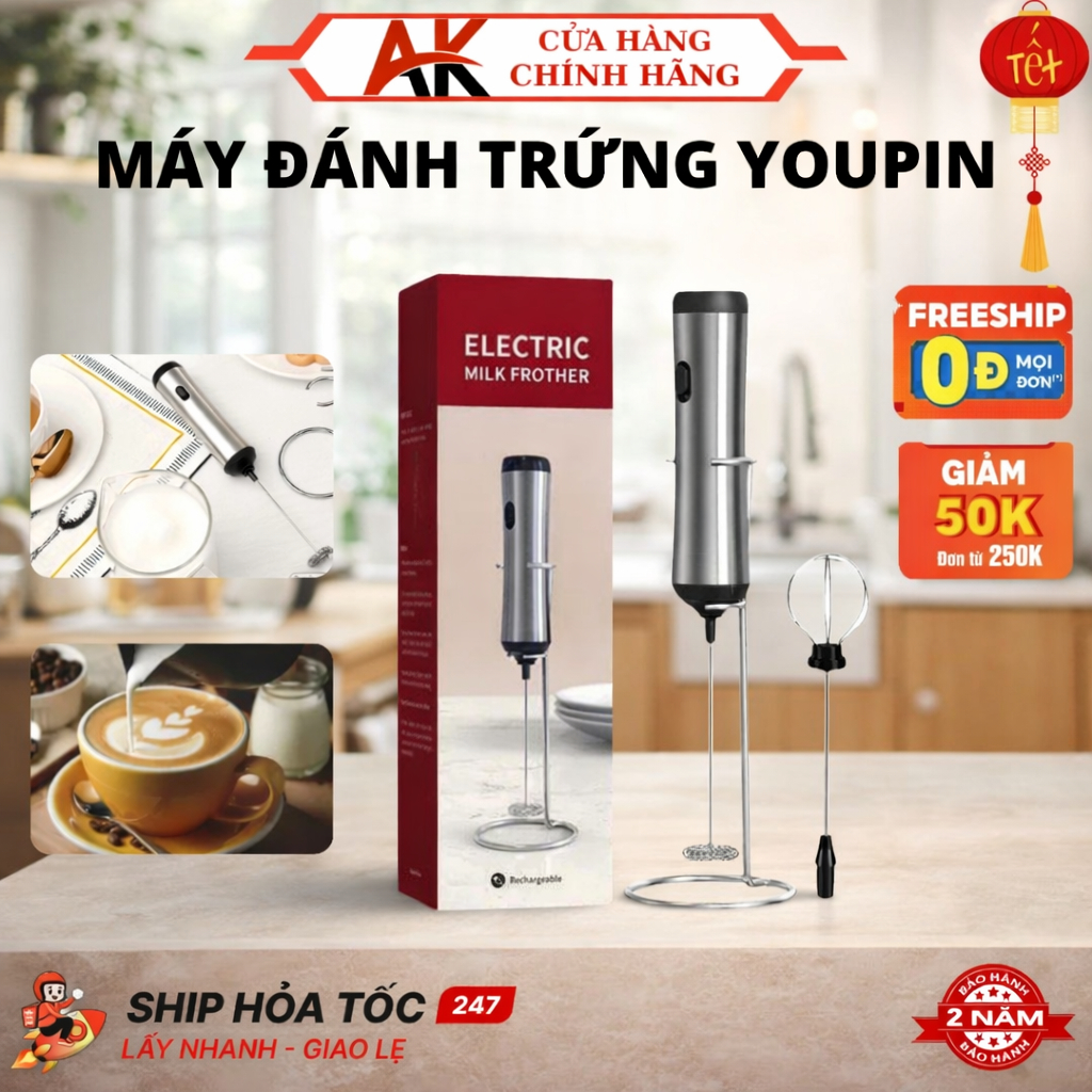 Máy Đánh Trứng, Sữa Youpin Chất Liệu Bằng Thép Không Gỉ 304 Chất Lượng Cao