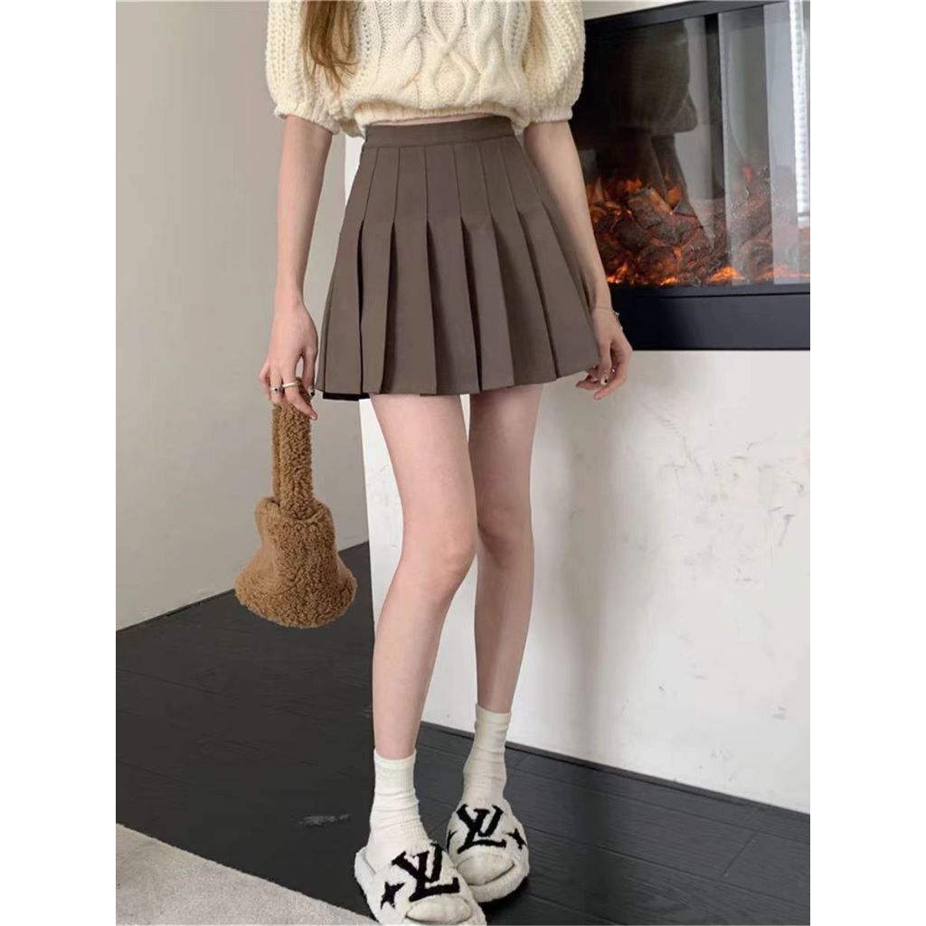 Váy ngắn nữ Hàn Quốc phối hàng ngày quần vợt váy trắng váy ngắn có lót chống hớ hênh