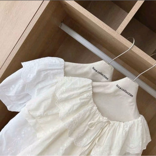 Áo Xô trễ vai 2 lớp nữ tiểu thư thêu hoa vintage- Áo Bí Phồng hàngQc