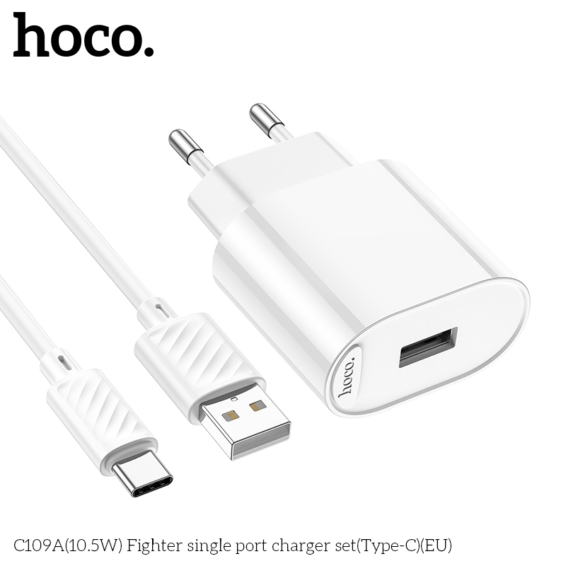 Bộ Sạc Nhanh Hoco C109A – Củ Sạc 10.5W USB to Type-C cho SS, OP  –  An Toàn  –  Ổn Định