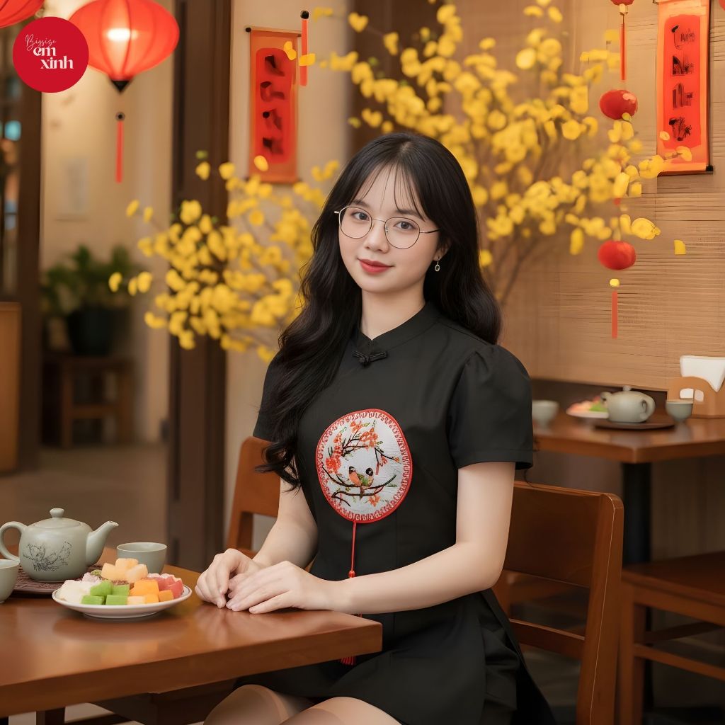 Set Bộ Nữ Áo Cổ Tàu Thêu Hình + Quần Short Lưng Thun – Đồ Bộ Nữ Thời Trang Freesize 45–90kg | BS057