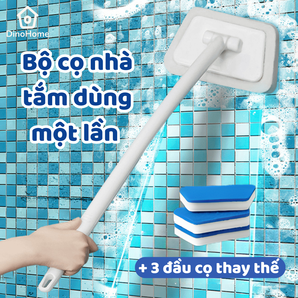 Bộ Cọ Vệ Sinh Nhà Tắm Dùng Một Lần DINO, Bàn Chải Chà Sàn Đa Năng Có Đầu Cọ Thay Thế Làm Sạch Hiệu Quả