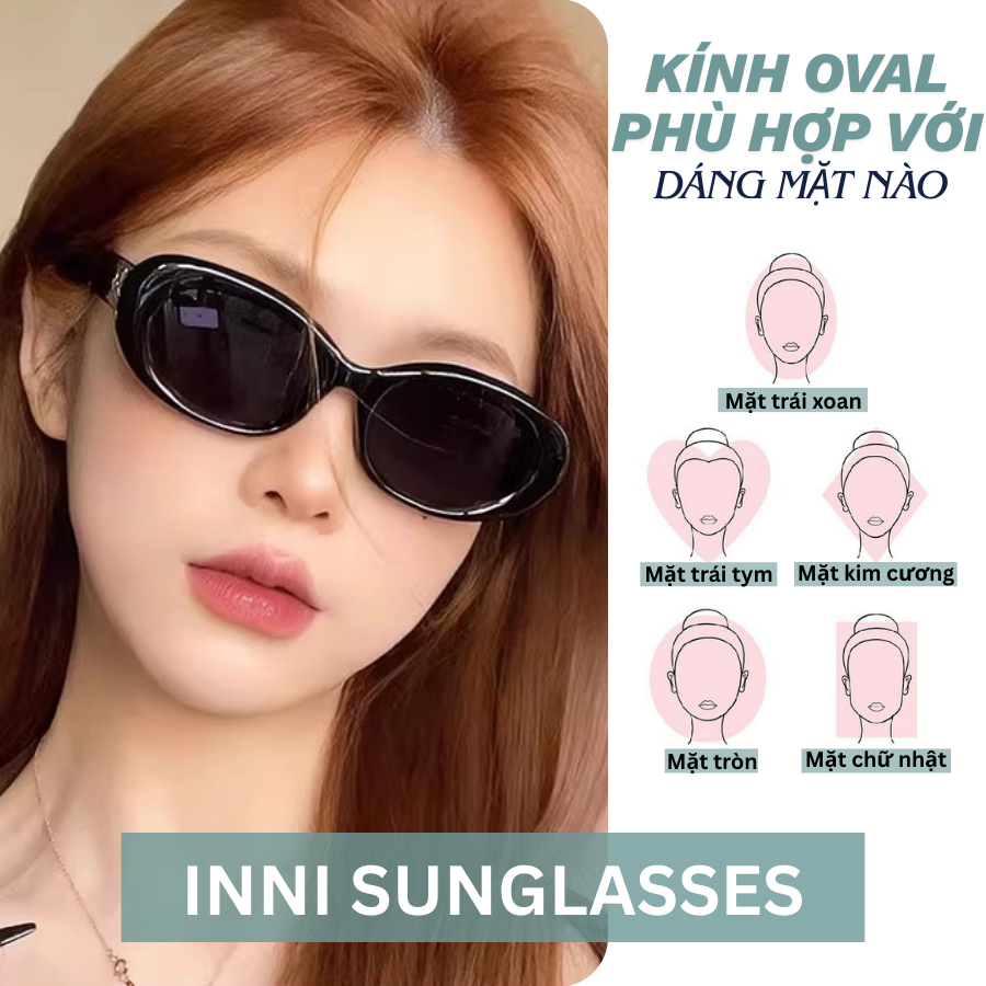 Kính Râm Oval Unisex Gọng Dày INNI 20302 Kính Chống Chói Phong Cách Cool Ngầu Chống UV Bảo Vệ Mắt