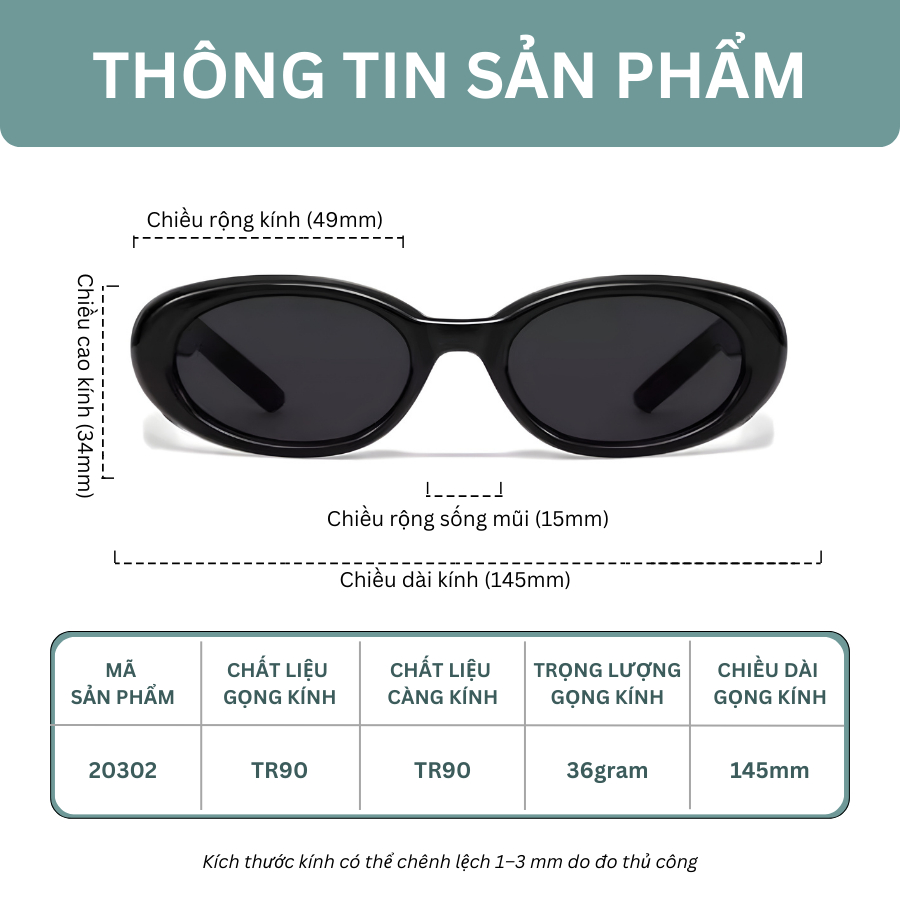Kính Râm Oval Unisex Gọng Dày INNI 20302 Kính Chống Chói Phong Cách Cool Ngầu Chống UV Bảo Vệ Mắt