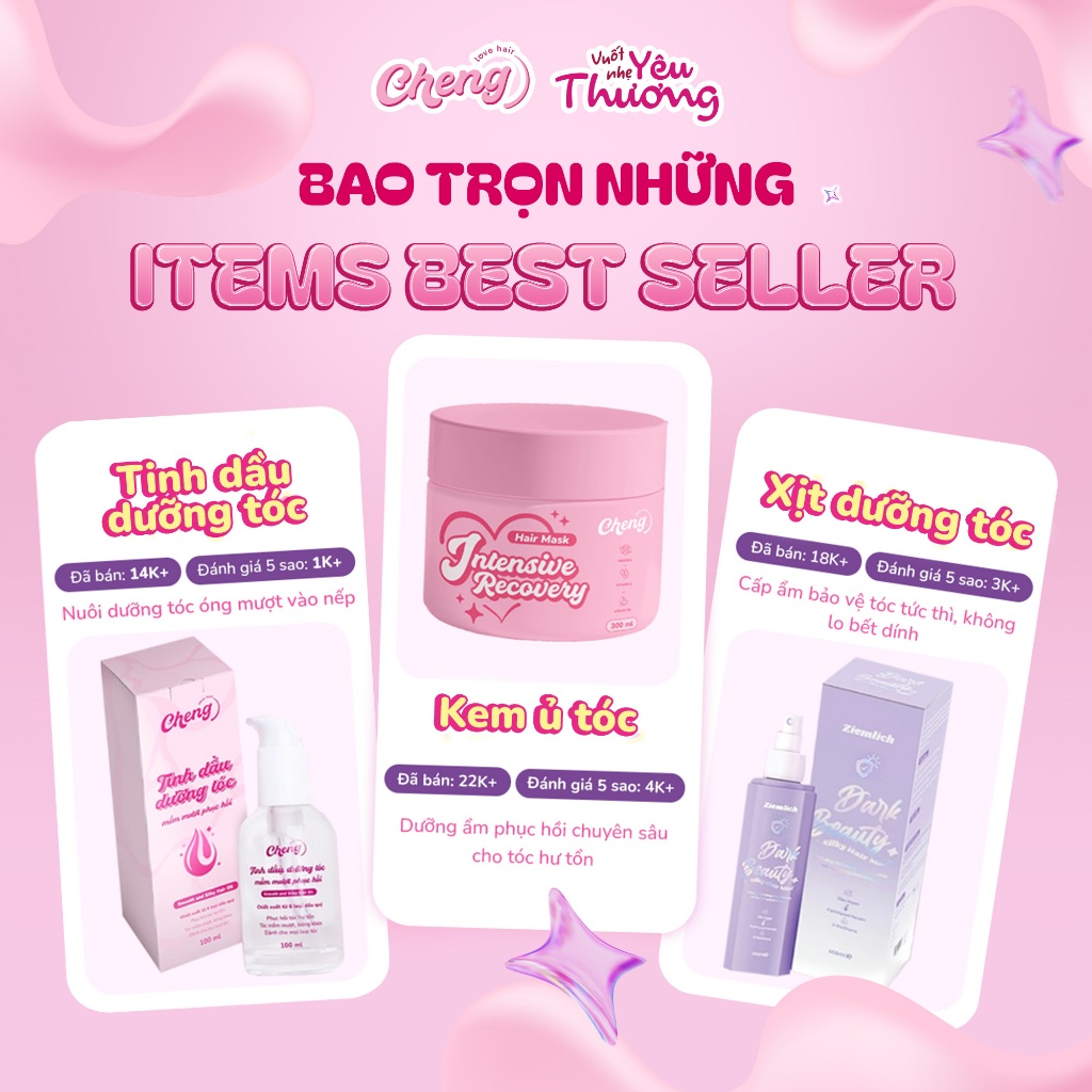 [Set Quà Tặng Sinh Nhật] Set quà tặng chăm sóc tóc, Box quà tặng bạn gái - Kem ủ tóc, Tinh dầu, Xịt dưỡng Chenglovehair