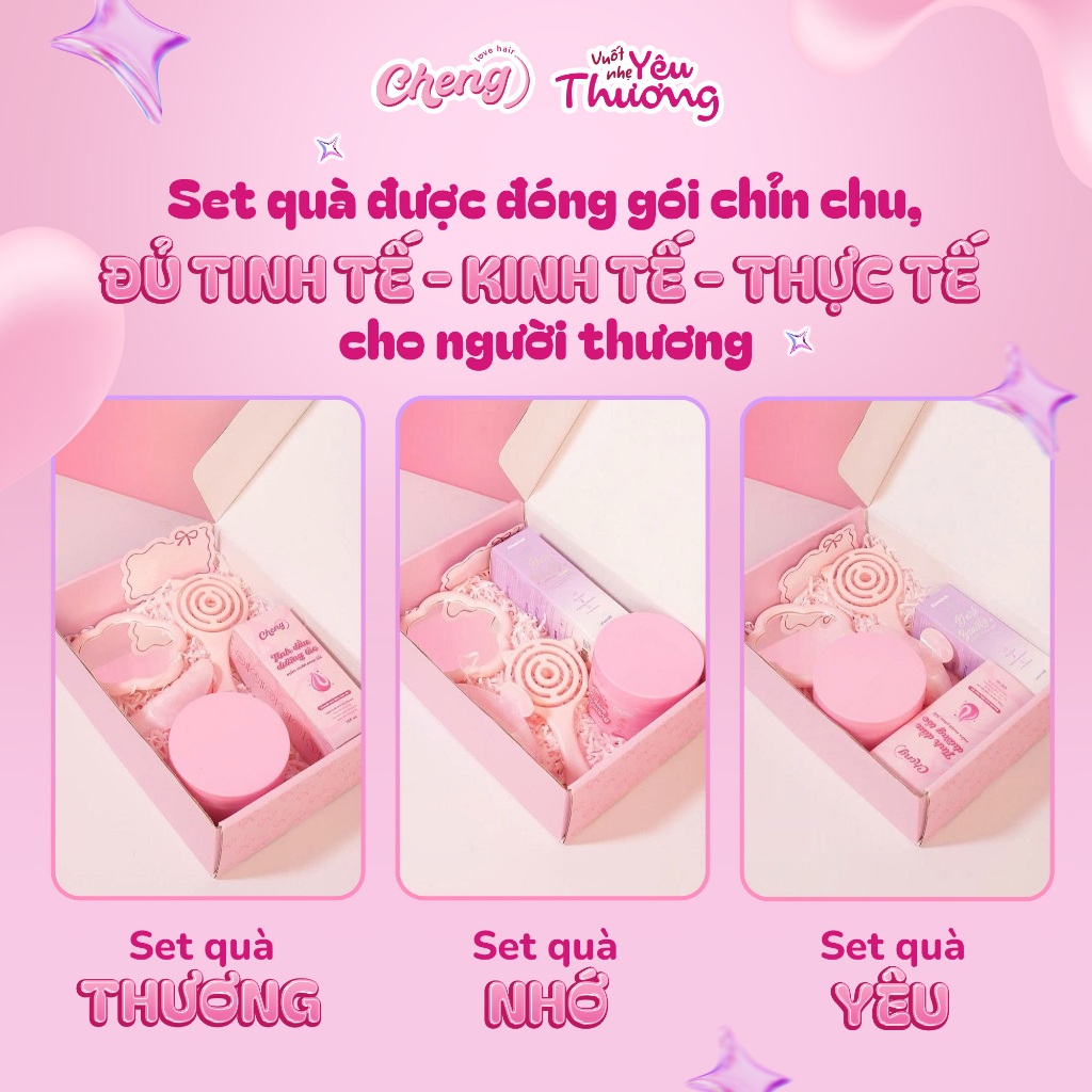 [Set Quà Tặng Sinh Nhật] Set quà tặng chăm sóc tóc, Box quà tặng bạn gái - Kem ủ tóc, Tinh dầu, Xịt dưỡng Chenglovehair