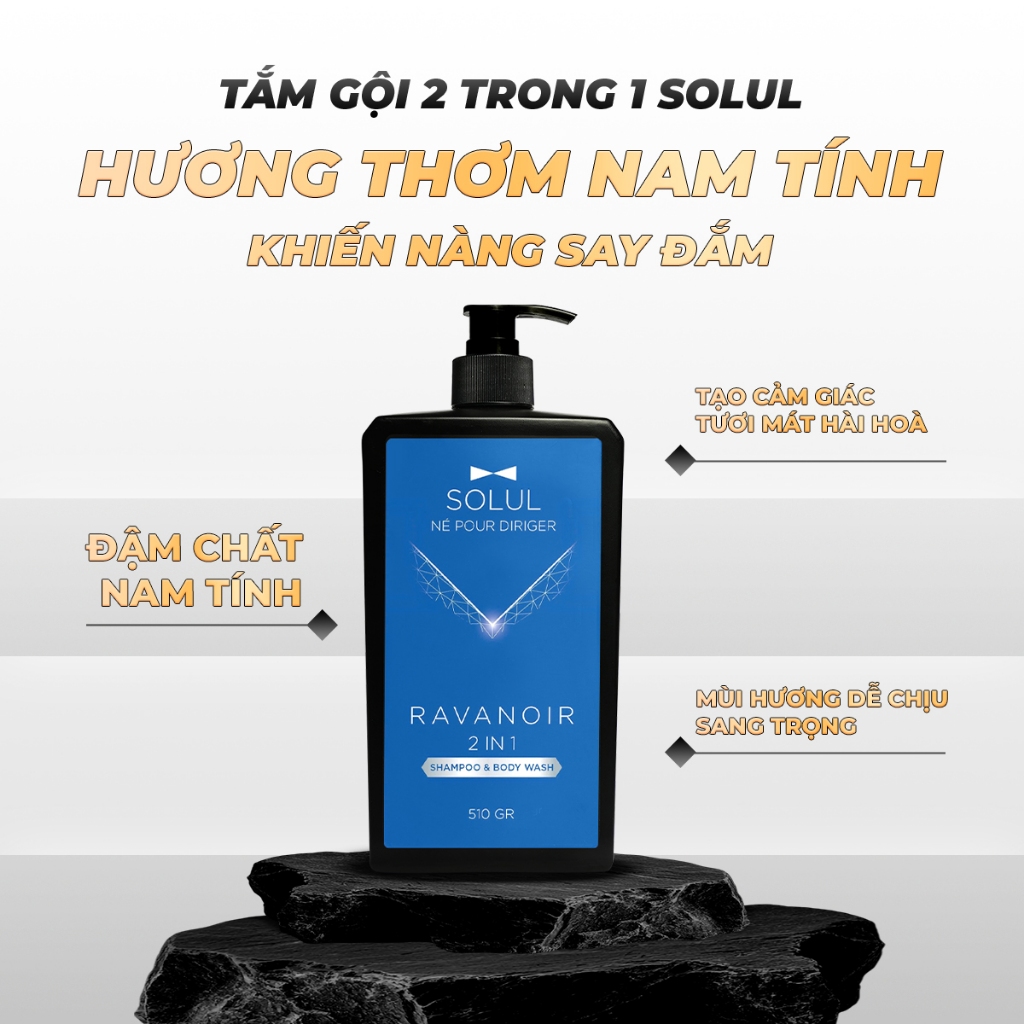 [Set Elite] Solul Sữa Tắm Gội 2in1 510g+Sữa rửa mặt 210g+Dung dịch vệ sinh 210g+Body Mist Nước hoa