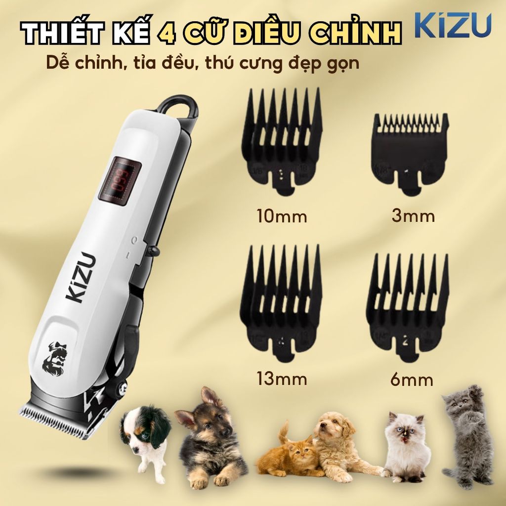 Tông Đơ Cắt Lông Chó Kizu K879, Máy Cạo Lông Thú Cưng Ít Ồn, Sạc Pin, Lưỡi Sắc Bén Grooming Tại Nhà
