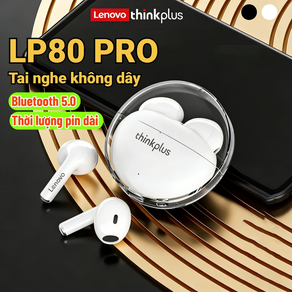 Tai nghe Bluetooth Lenovo LP80 Pro 5.0 độ trễ thấp, chất lượng cao, có micrô, thích hợp cho việc di chuyển hàng ngày.