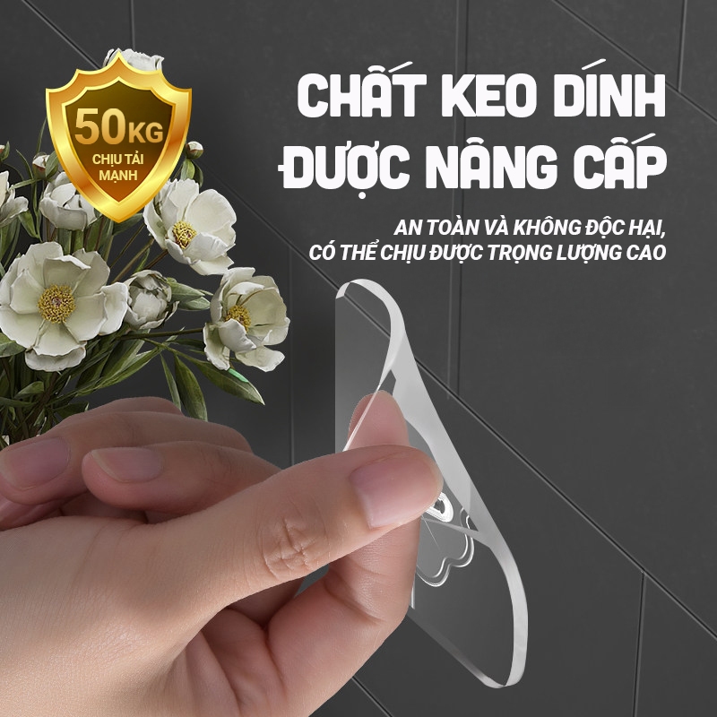 Set 50 cái Móc Treo Siêu Dính Không Khoan Tường, Chịu Lực Tốt, Dán Tường Nhà Tắm, Nhà Bếp Kaleis
