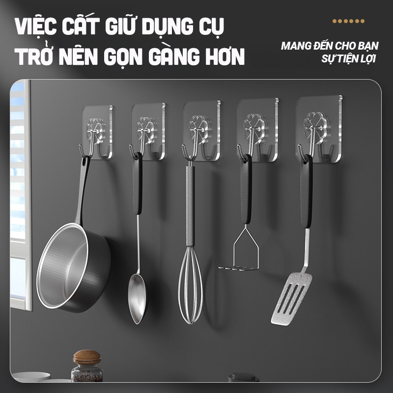 Set 50 cái Móc Treo Siêu Dính Không Khoan Tường, Chịu Lực Tốt, Dán Tường Nhà Tắm, Nhà Bếp Kaleis
