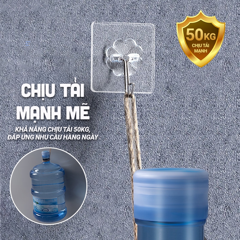 Set 50 cái Móc Treo Siêu Dính Không Khoan Tường, Chịu Lực Tốt, Dán Tường Nhà Tắm, Nhà Bếp Kaleis