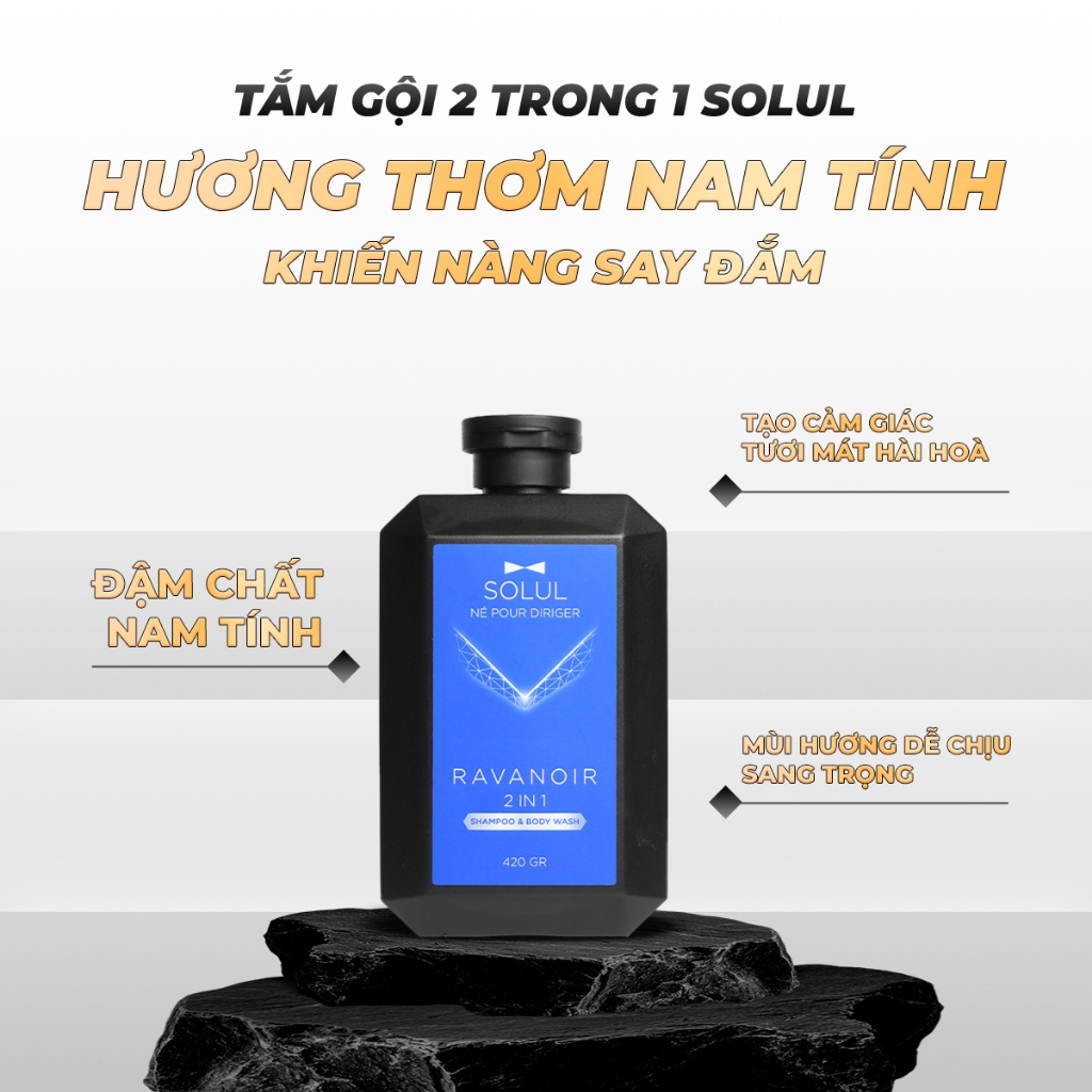 [HỘP QUÀ]Set Mr.Anthony Solul Dầu gội đầu nam 2in1 420g & Sữa rửa mặt 210g & Dung dịch vệ sinh 210g