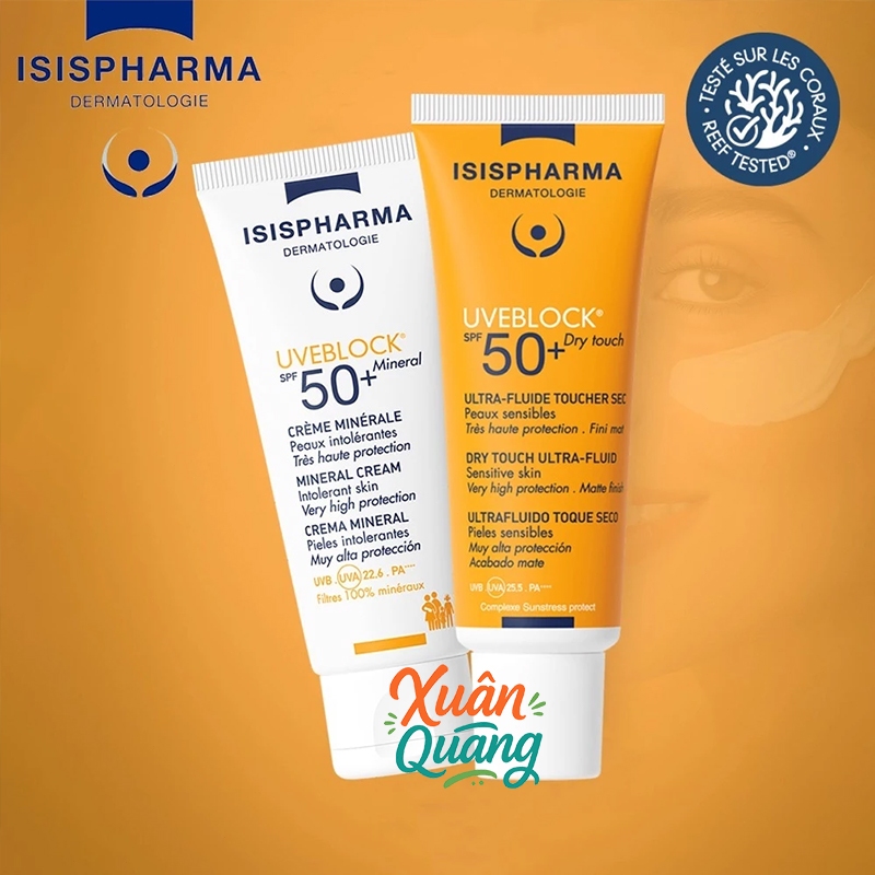 Kem Chống Nắng ISISPHARMA UVEBLOCK SPF50+ Dry Touch 40ml | UVEBLOCKSPF50+ Mineral 40ml
