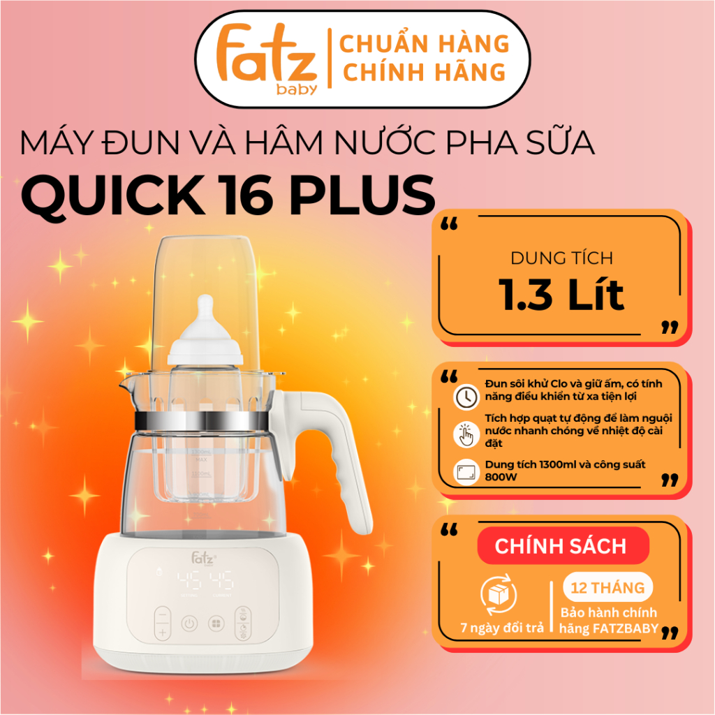 Máy đun và hâm nước pha sữa điện tử FATZ BABY QUICK 16 PLUS FB3508HB, 3 chế độ, có điều khiển từ xa