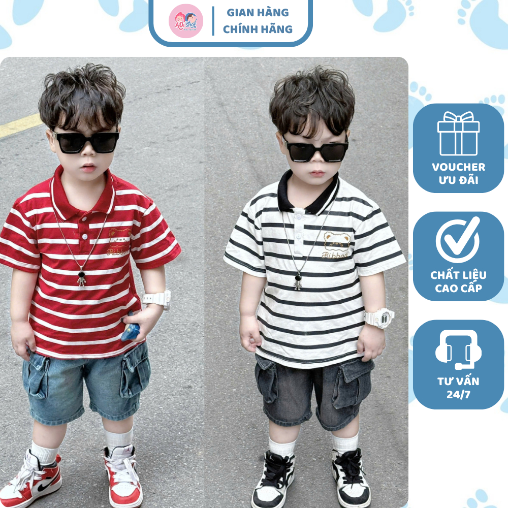 [À ƠI SHOP] C33- bộ polo sọc gấu ribbor- a116.865