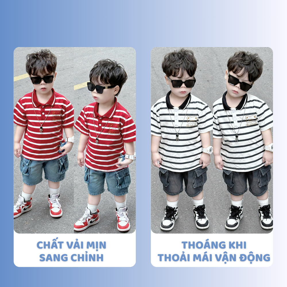 [À ƠI SHOP] C33- bộ polo sọc gấu ribbor- a116.865