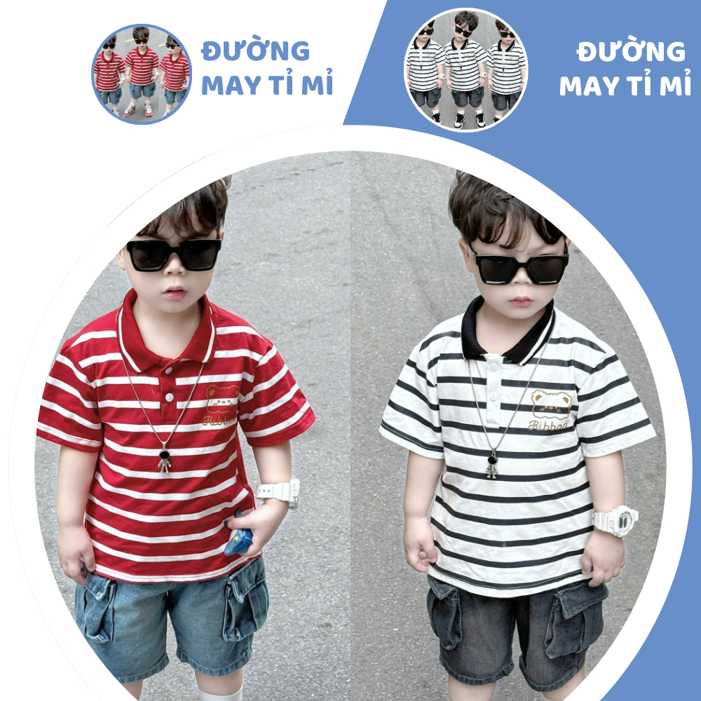 [À ƠI SHOP] C33- bộ polo sọc gấu ribbor- a116.865