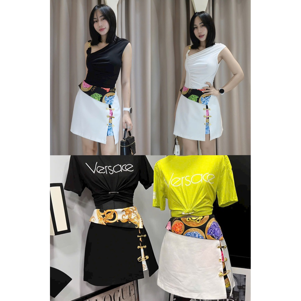 Chân váy ngắn ghim băng Versace sieu cấp