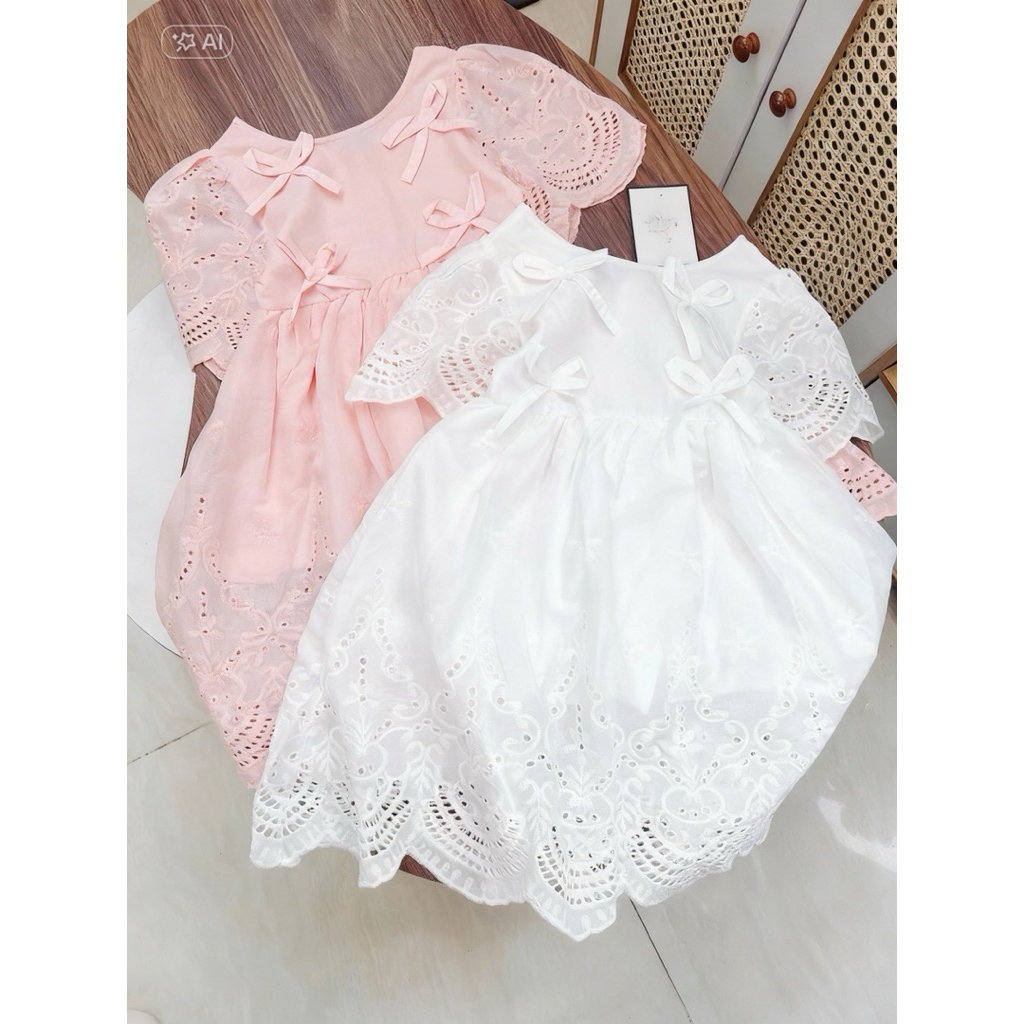 Váy xoè chất thô boil ren chân váy cao cấp cho bé gái Diệu Linh shop kids size 8-36kg mã DL79