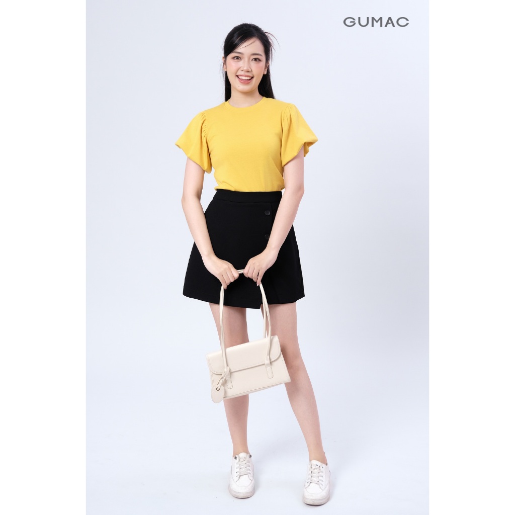 Áo Thun Nữ Tay Phồng GUMAC Form Ôm Nhẹ Chất Thun Borip Co Giãn Thoải Mái LATF1105
