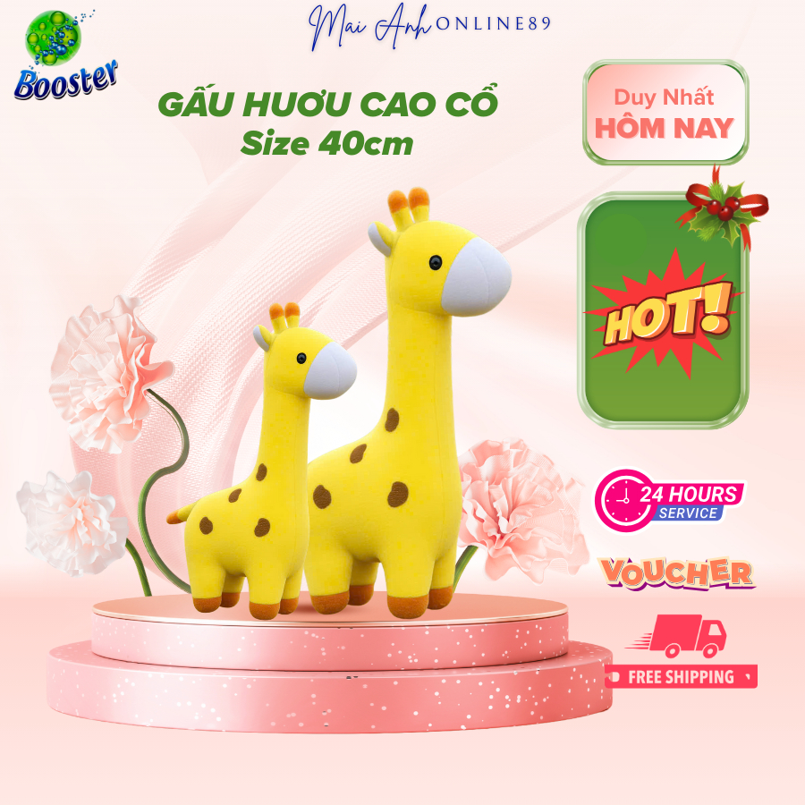 Gấu bông cho bé, Gấu hươu cao cổ thú đáng yêu size 40cm