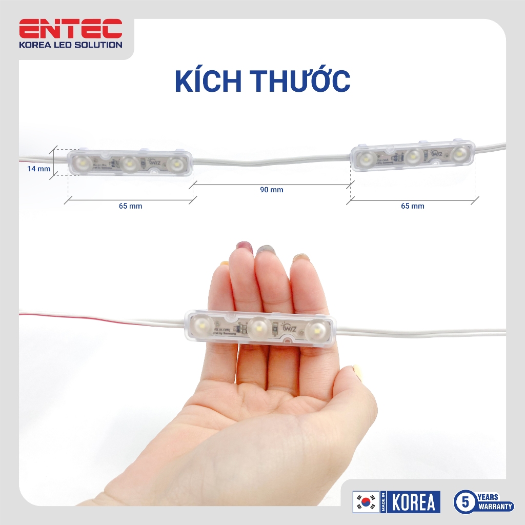 Đèn led dây 3 bóng Hàn Quốc điện 12V 1.2W IP68 màu 4000k siêu sáng