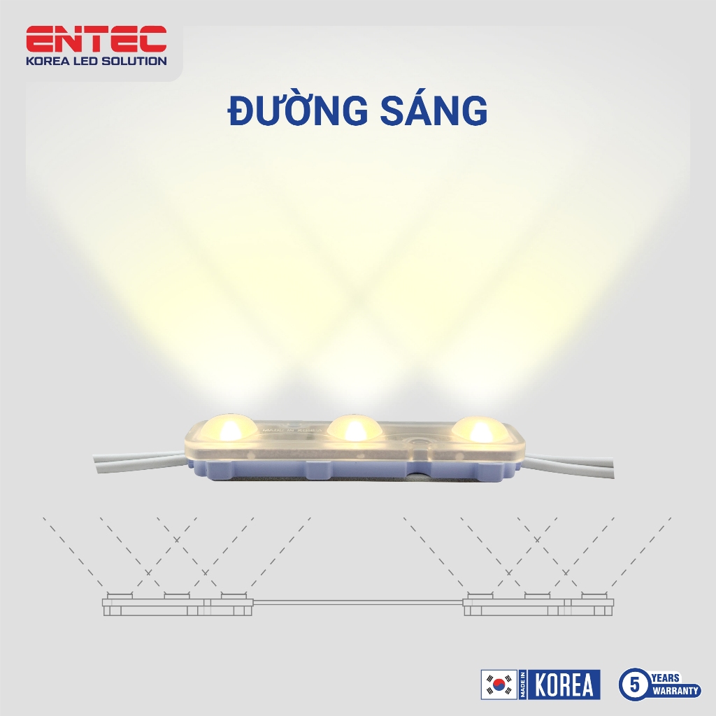 Đèn led dây 3 bóng Hàn Quốc điện 12V 1.2W IP68 màu 4000k siêu sáng
