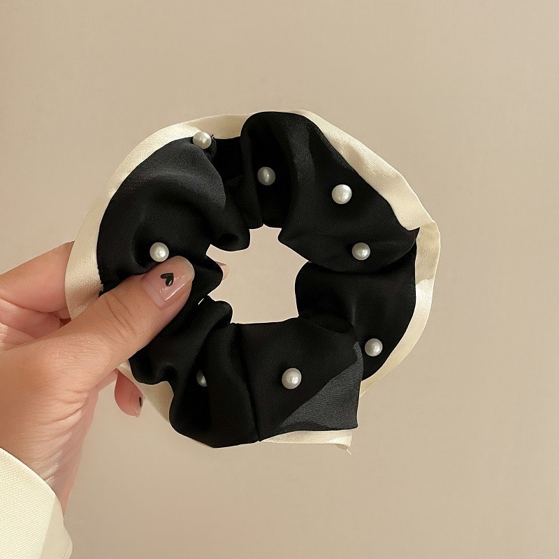 Dây Cột Tóc Scrunchies Bằng Vải Lụa Đính Hạt Ngọc Sang Trọng Dễ Thương Phụ Kiện Tóc Nữ Và Bé Gái Empoli