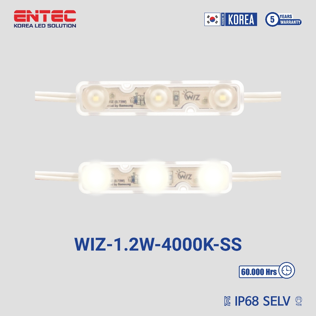 Đèn led dây 3 bóng Hàn Quốc điện 12V 1.2W IP68 màu 4000k siêu sáng