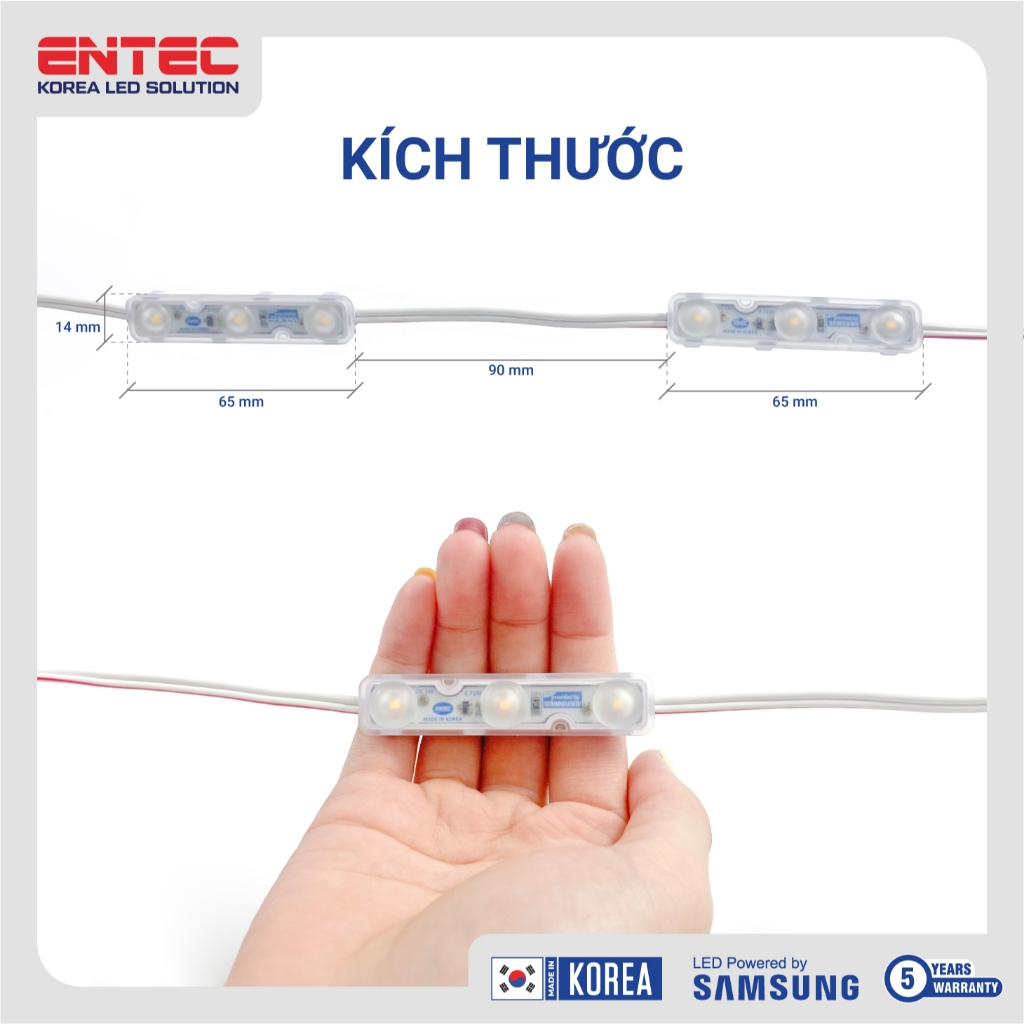 Đèn Led Samsung Hàn Quốc 3 bóng điện 12V màu 4000K chống nước siêu bền