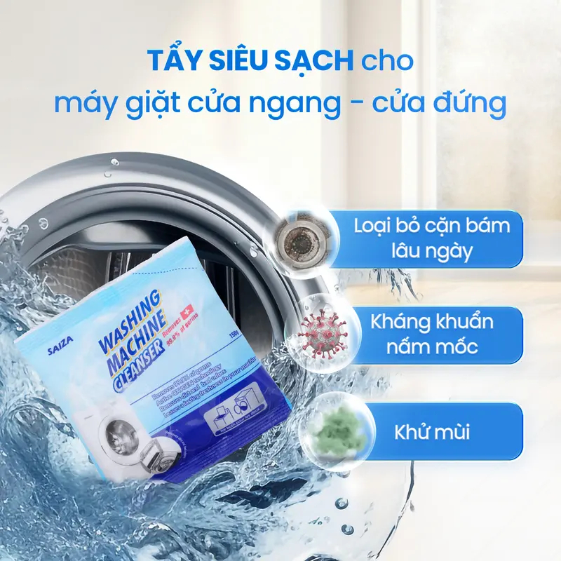 【🧼 Tẩy Sạch & Khử Mùi Hiệu Quả】Bột Vệ Sinh Lồng Giặt SAIZA ⚡️ Loại Bỏ Cặn Bẩn, Diệt Khuẩn, An Toàn Cho Máy Giặt ✅
