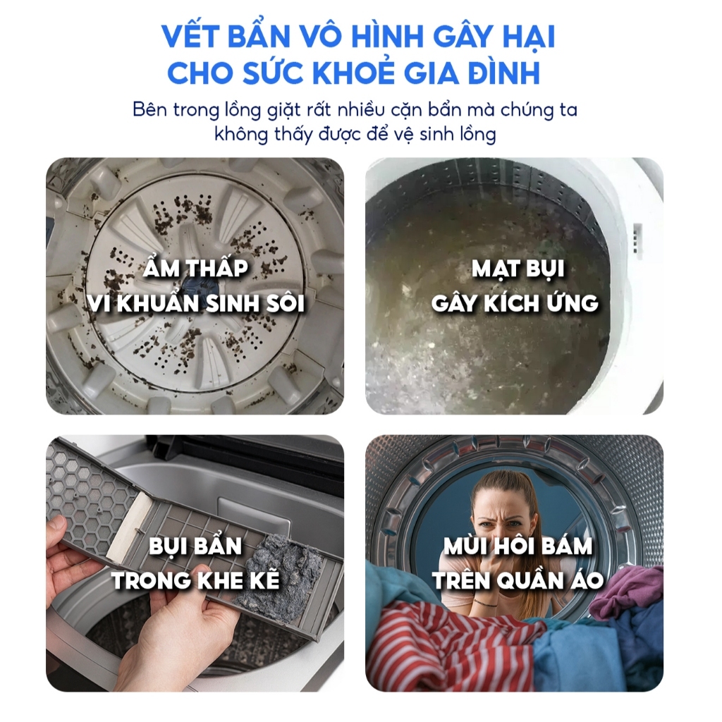 【🧼 Tẩy Sạch & Khử Mùi Hiệu Quả】Bột Vệ Sinh Lồng Giặt SAIZA ⚡️ Loại Bỏ Cặn Bẩn, Diệt Khuẩn, An Toàn Cho Máy Giặt ✅