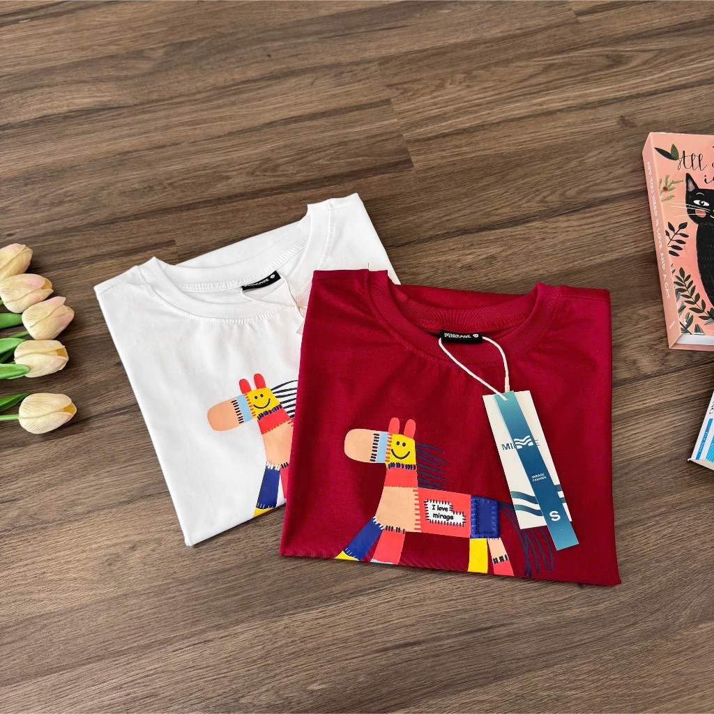 Áo Thun Mirage In Họa Tiết Ngựa Nổi Bật Chất 100% Cotton Mềm Mịn Thoáng Mát.