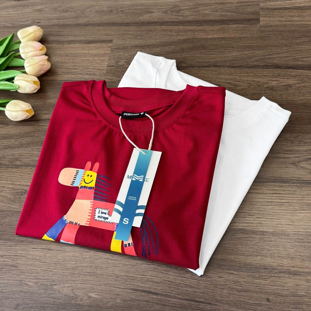 Áo Thun Mirage In Họa Tiết Ngựa Nổi Bật Chất 100% Cotton Mềm Mịn Thoáng Mát.