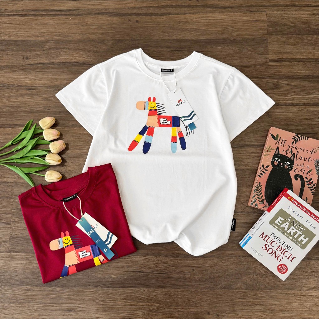 Áo Thun Mirage In Họa Tiết Ngựa Nổi Bật Chất 100% Cotton Mềm Mịn Thoáng Mát.